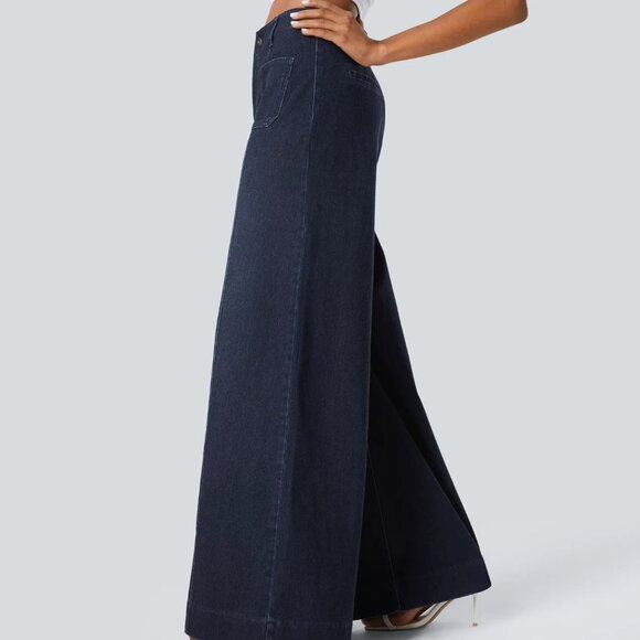 HALARA Women's Dark Blue Wide-Leg Jeans - Picture 3 of 4